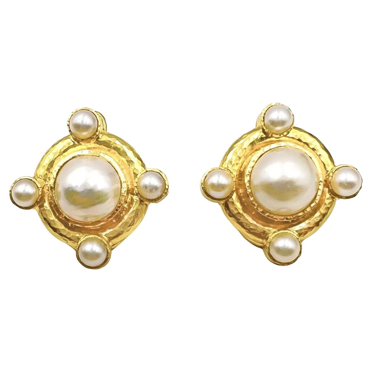 Elizabeth Locke - 19k Yellow Gold South Sea Pearl Pendant Earrings