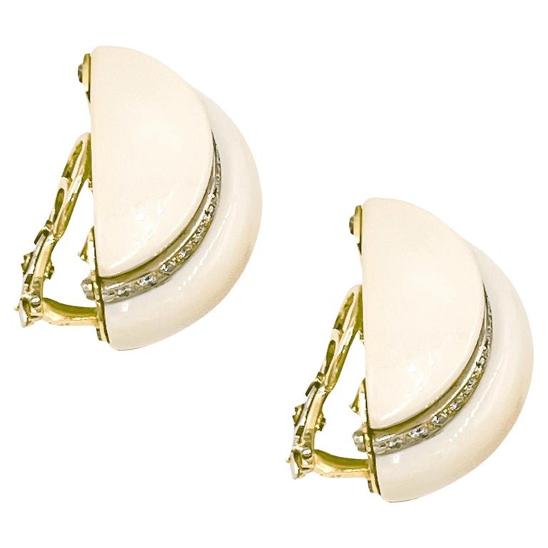 Estate Collection - 18k Gold Cocholong Diamond Clip Earrings