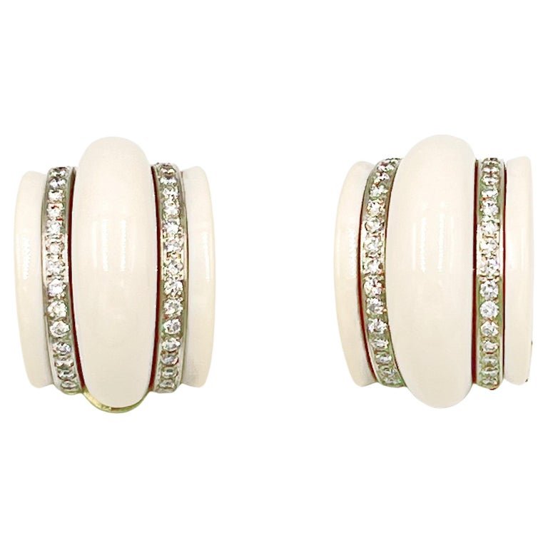 Estate Collection - 18k Gold Cocholong Diamond Clip Earrings
