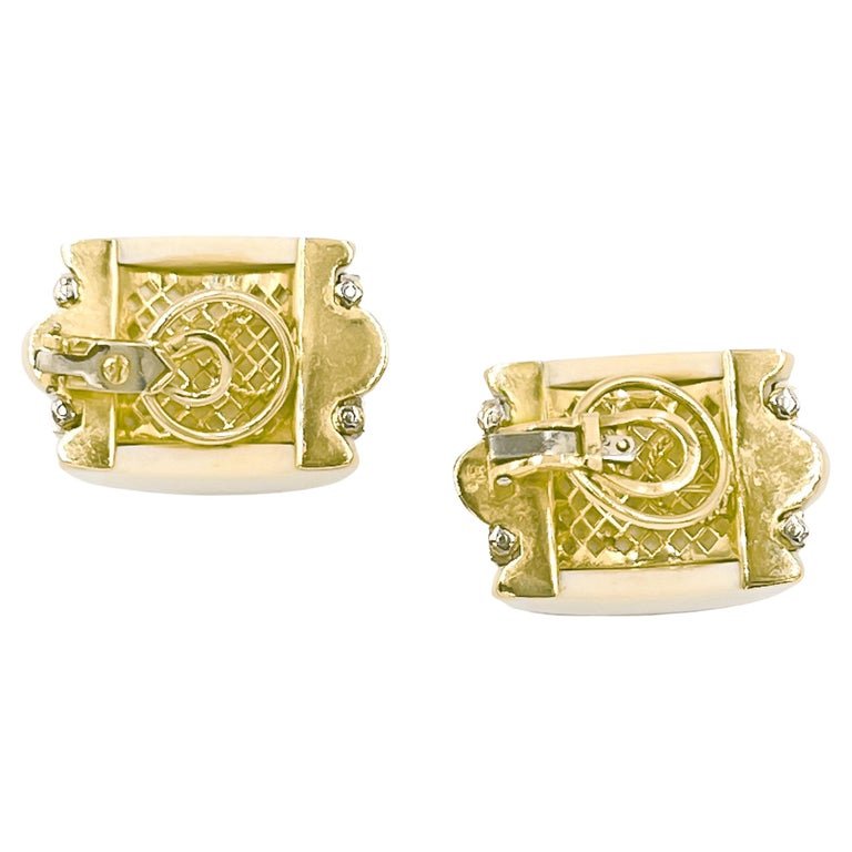 Estate Collection - 18k Gold Cocholong Diamond Clip Earrings