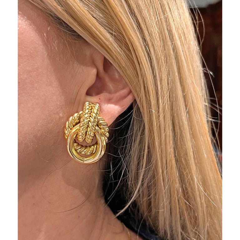 Estate Collection - 18k Yellow Gold Double Nautical Knot Earrings