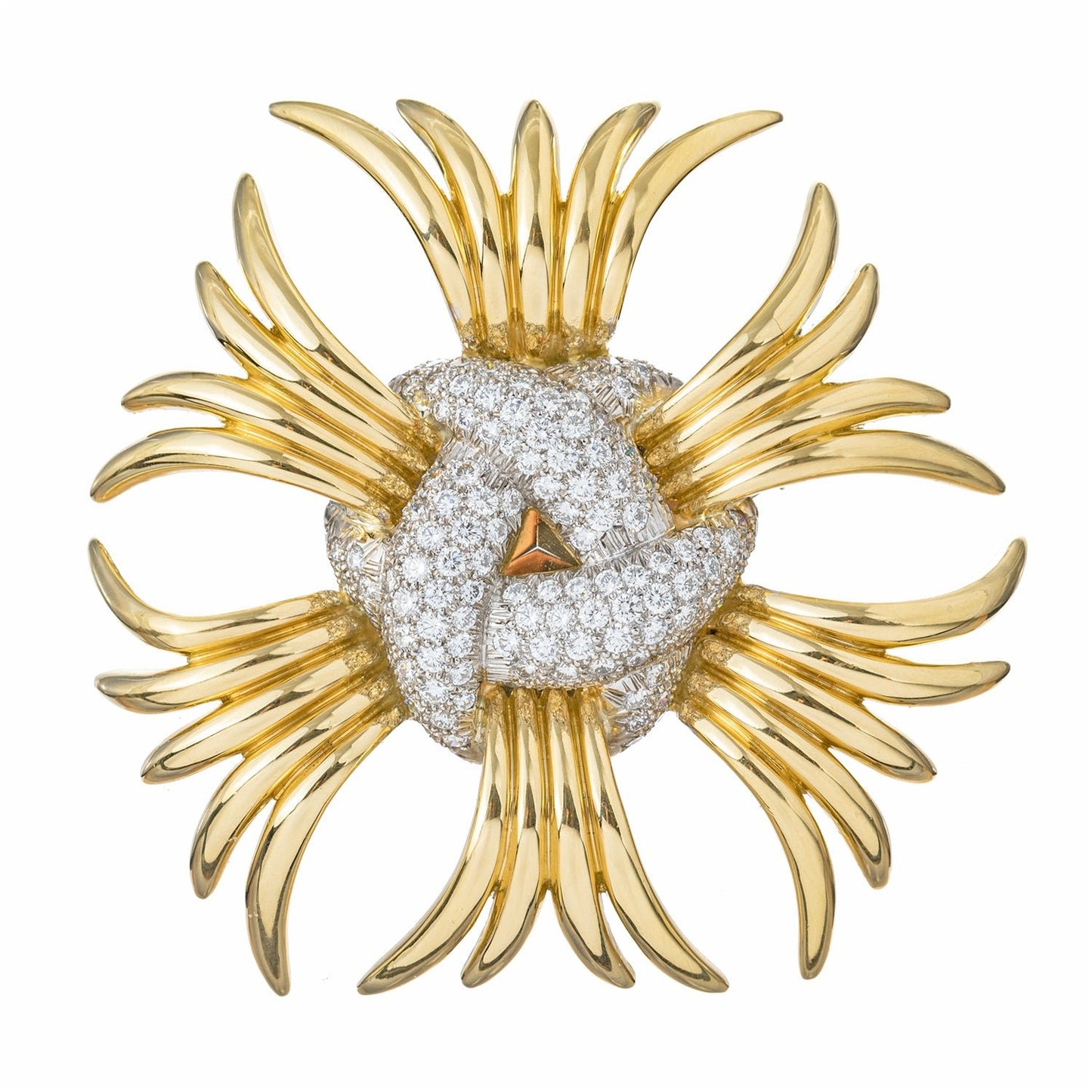Estate Collection - 18k Yellow Gold Platinum Diamond Spray Brooch