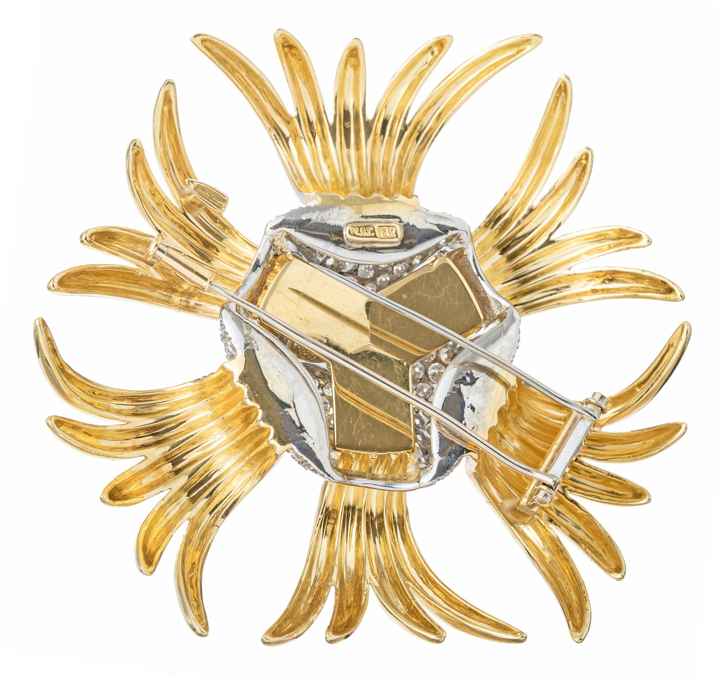 Estate Collection - 18k Yellow Gold Platinum Diamond Spray Brooch