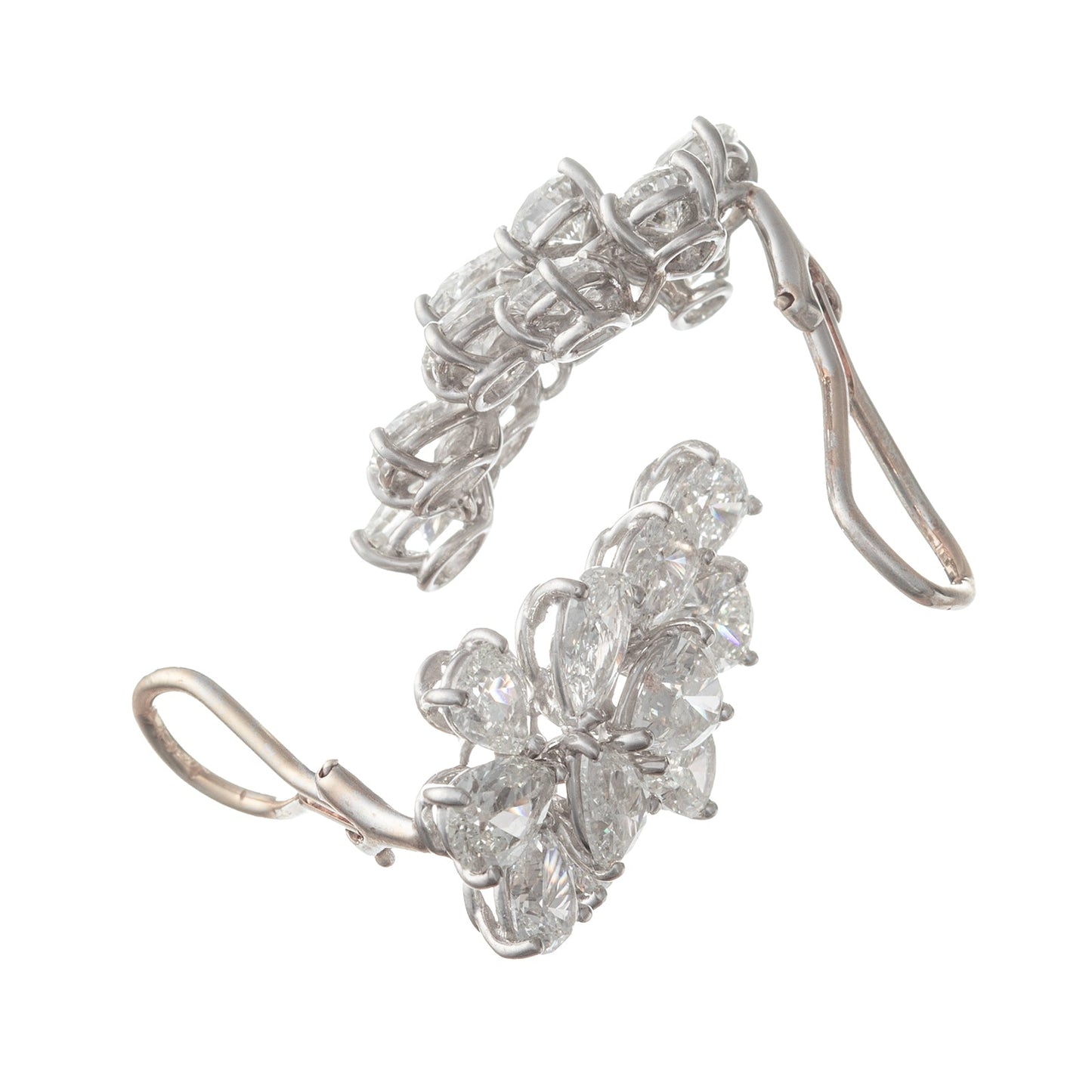 Estate Collection - 1960s Pear-Shaped Diamond Cluster Earclips