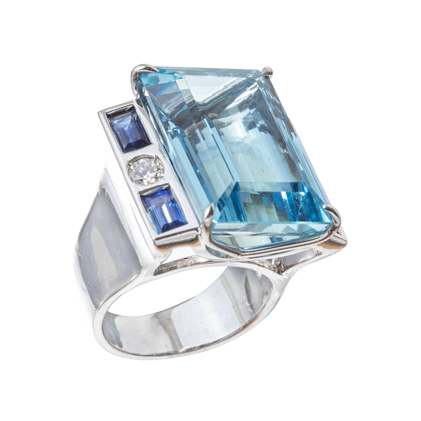 Estate Collection - Aquamarine Sapphire Diamond Cocktail Ring
