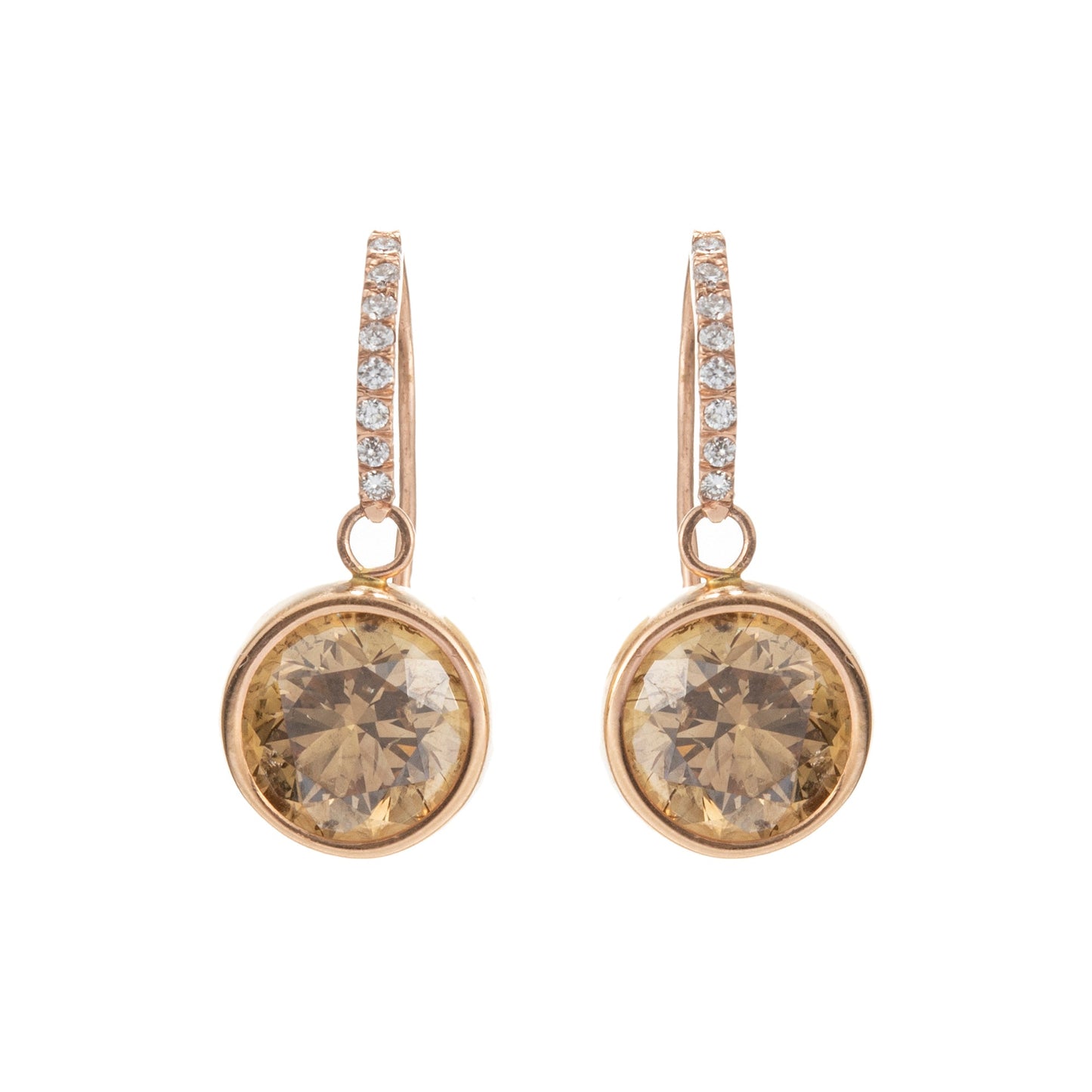 Estate Collection - Bezel-Set Brown Diamond Drop Earrings