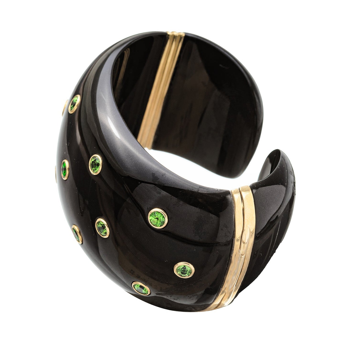 Estate Collection - Black Jade Demantoid Garnet Cuff Bracelet
