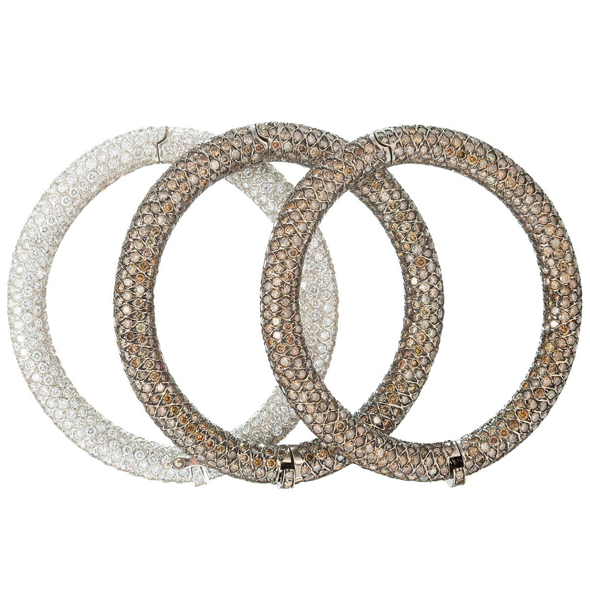 Estate Collection - Champagne & White Diamond Bangle Bracelet Trio