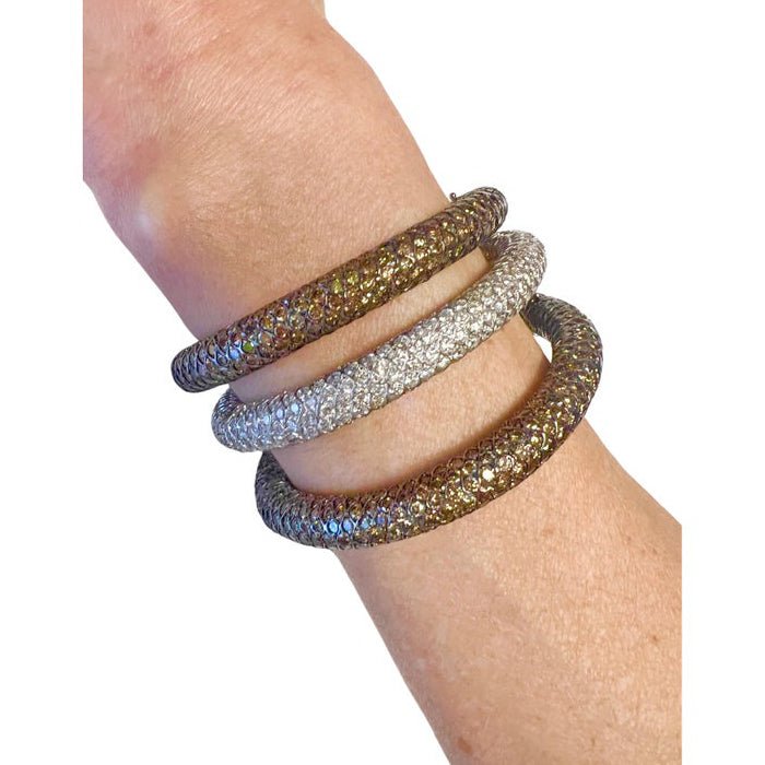 Estate Collection - Champagne & White Diamond Bangle Bracelet Trio