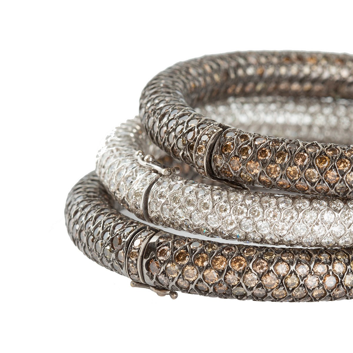 Estate Collection - Champagne & White Diamond Bangle Bracelet Trio