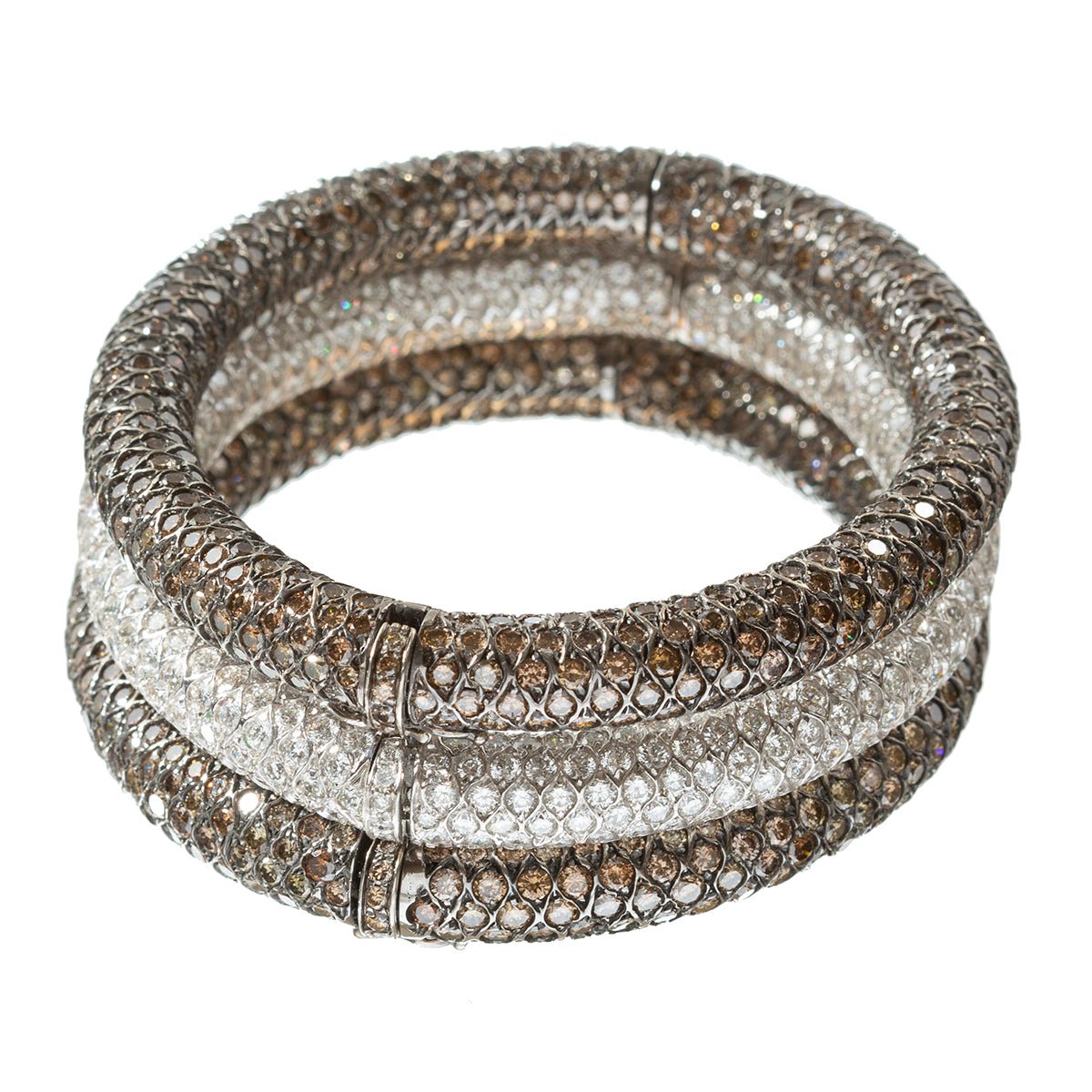 Estate Collection - Champagne & White Diamond Bangle Bracelet Trio