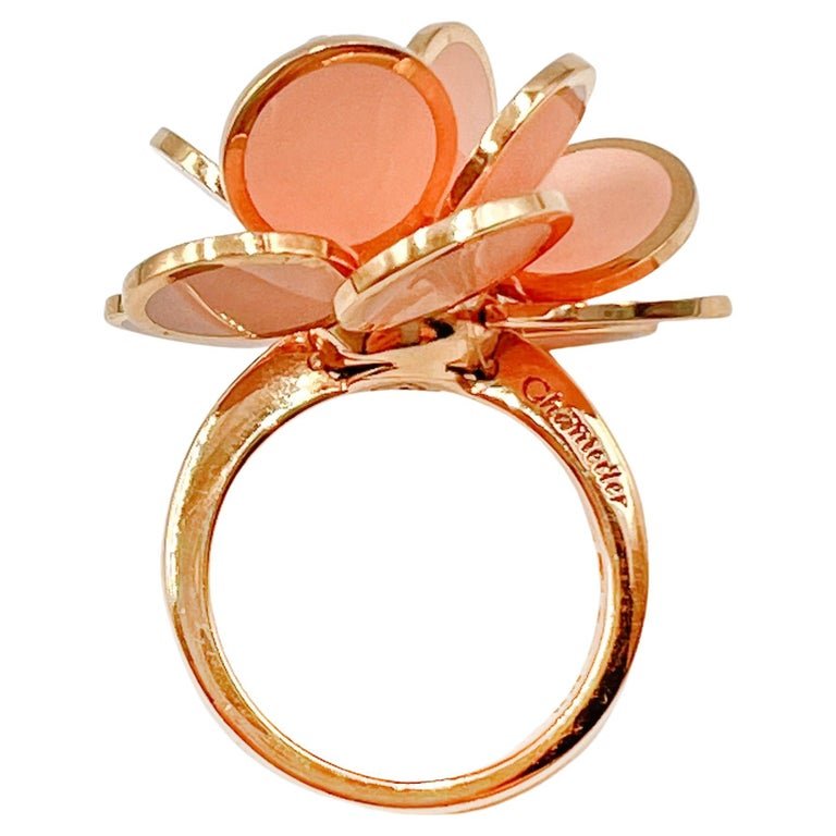 Estate Collection - Chantecler 18k Rose Gold Pink Enamel Paillettes Ring
