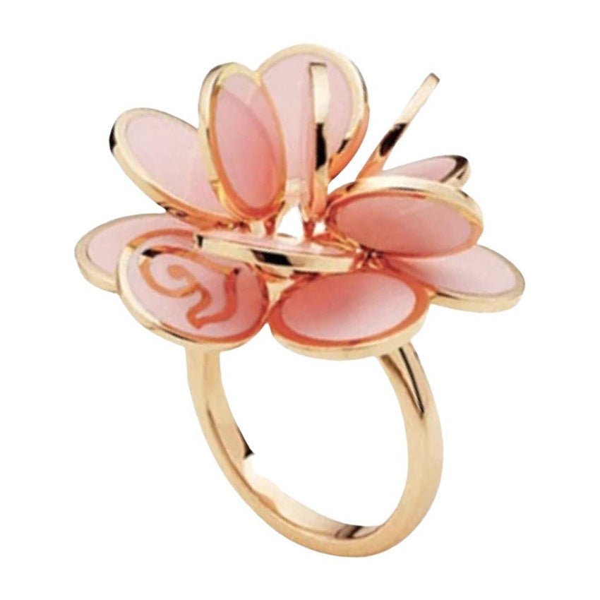 Estate Collection - Chantecler 18k Rose Gold Pink Enamel Paillettes Ring