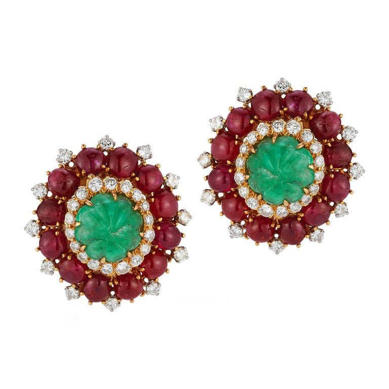 David Webb Emerald Ruby Diamond Earrings – Greenleaf Crosby