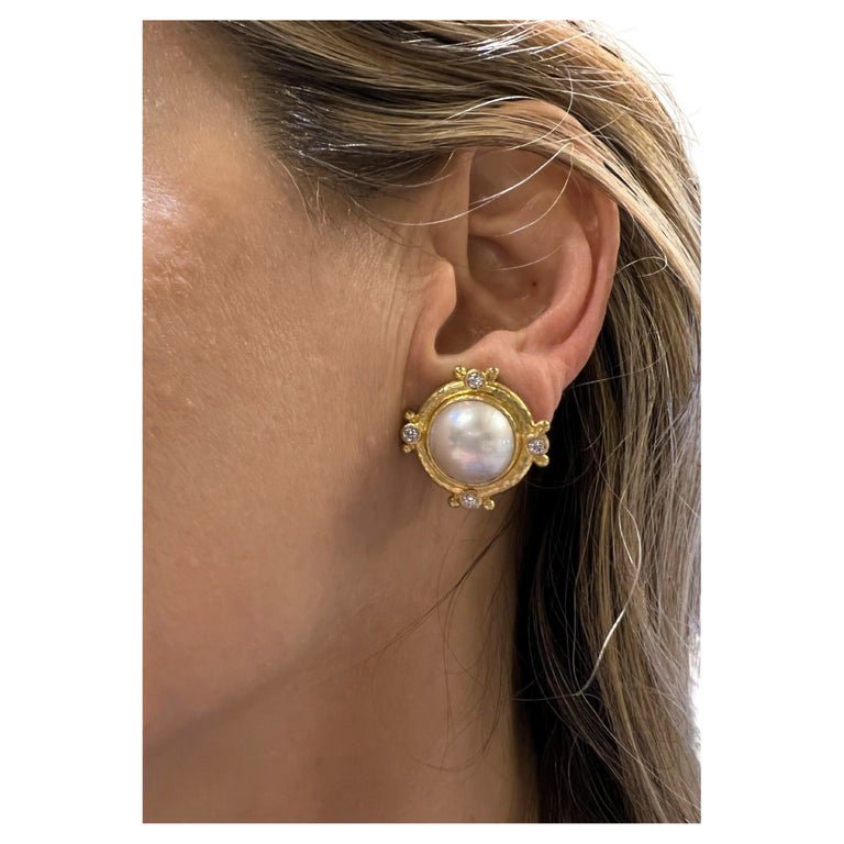 Estate Collection - Elizabeth Locke Mabe Pearl Diamond Earrings
