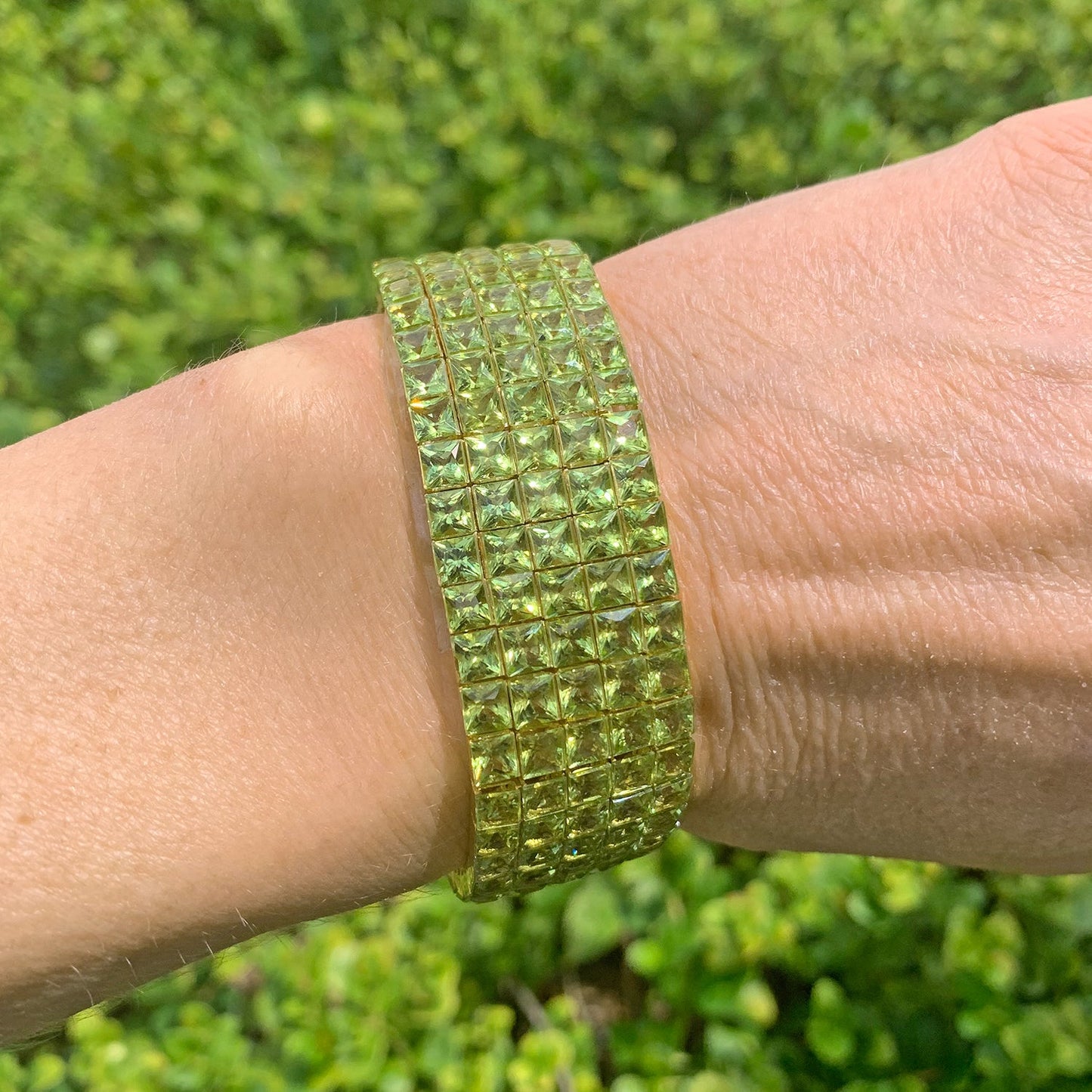 Estate Collection - Invisibly-Set Peridot Line Bracelet