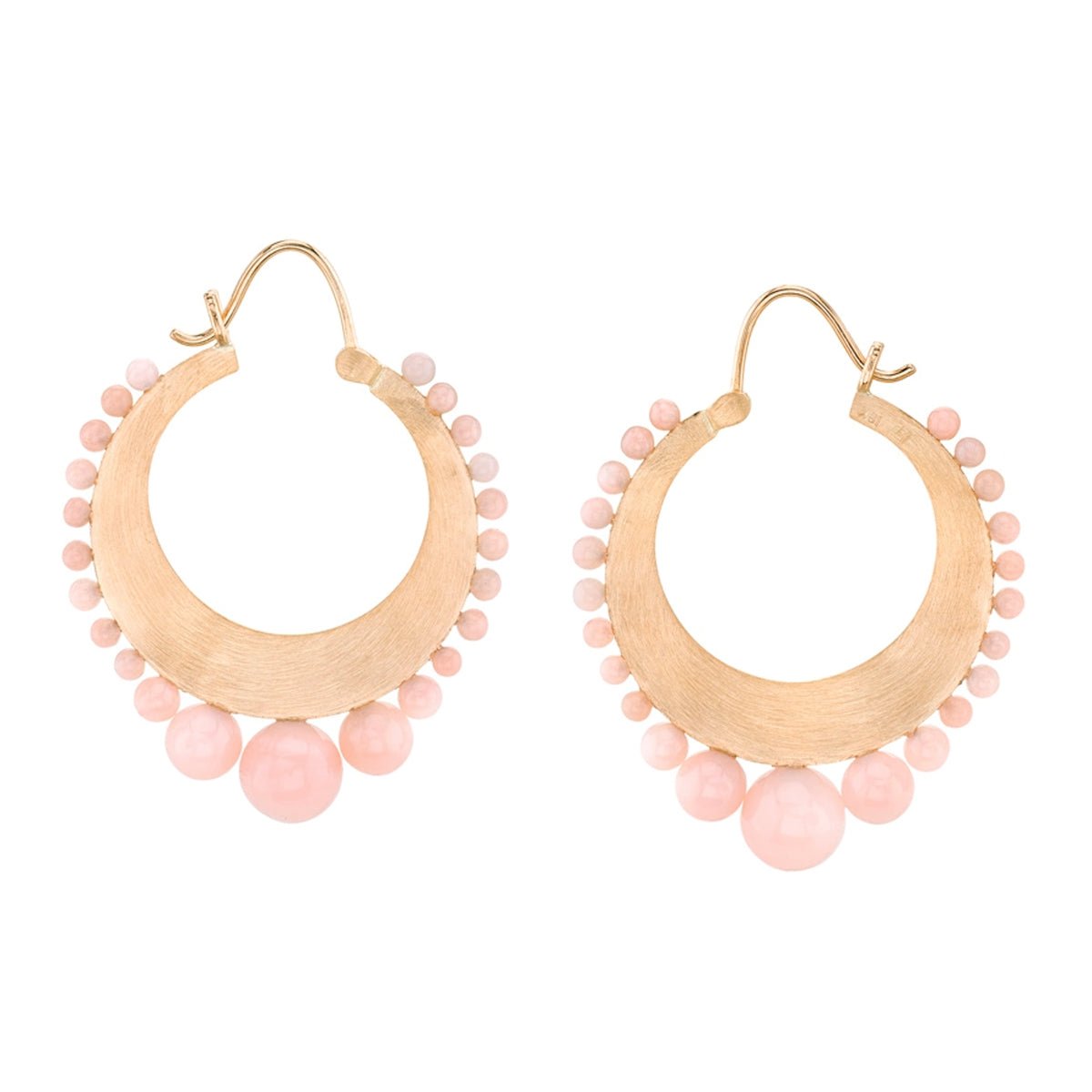 Estate Collection - Irene Neuwirth 18k Rose Gold Pink Opal Hoop Earrings