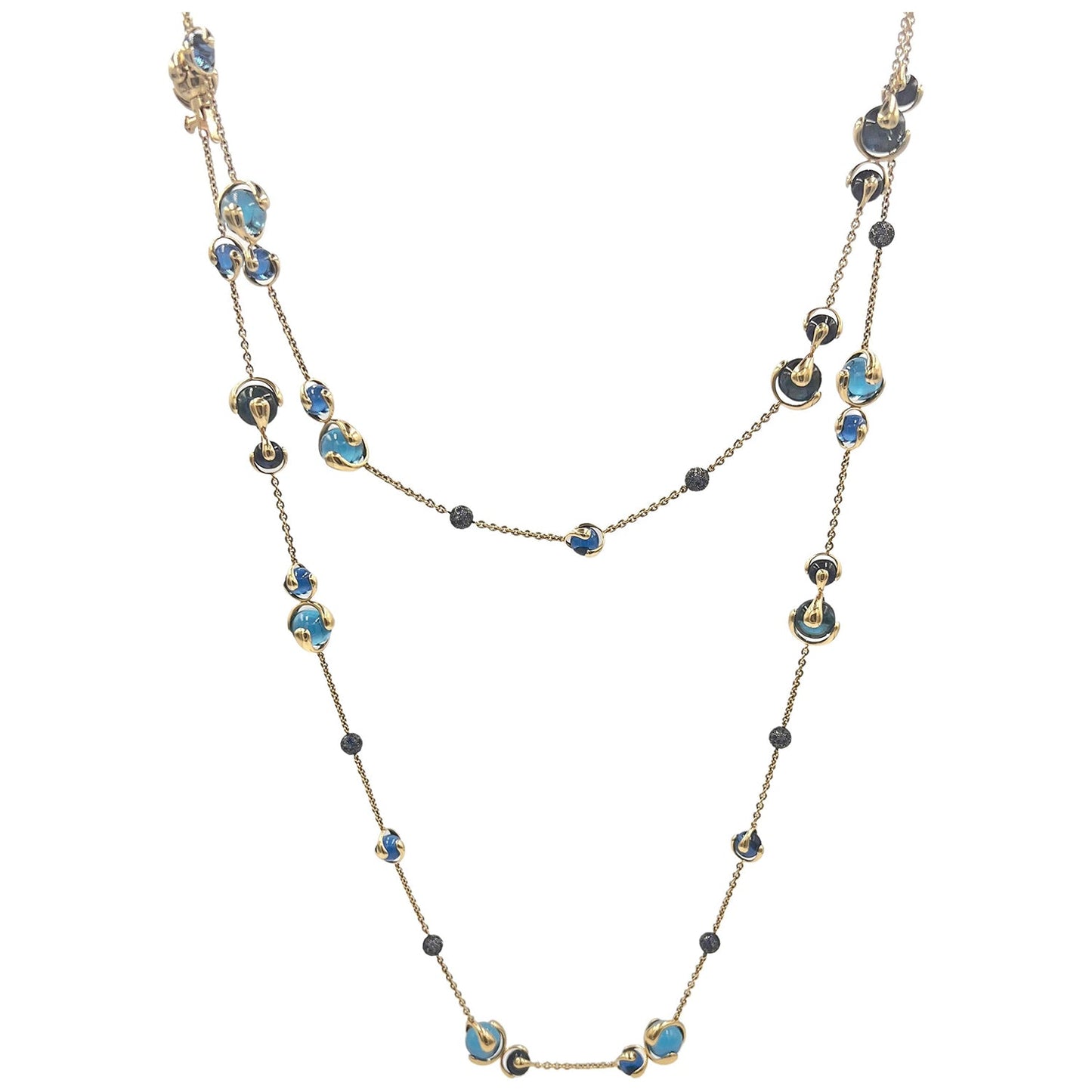 Estate Collection - Marina B 18k Gold Cardan Blue Bead Long Necklace