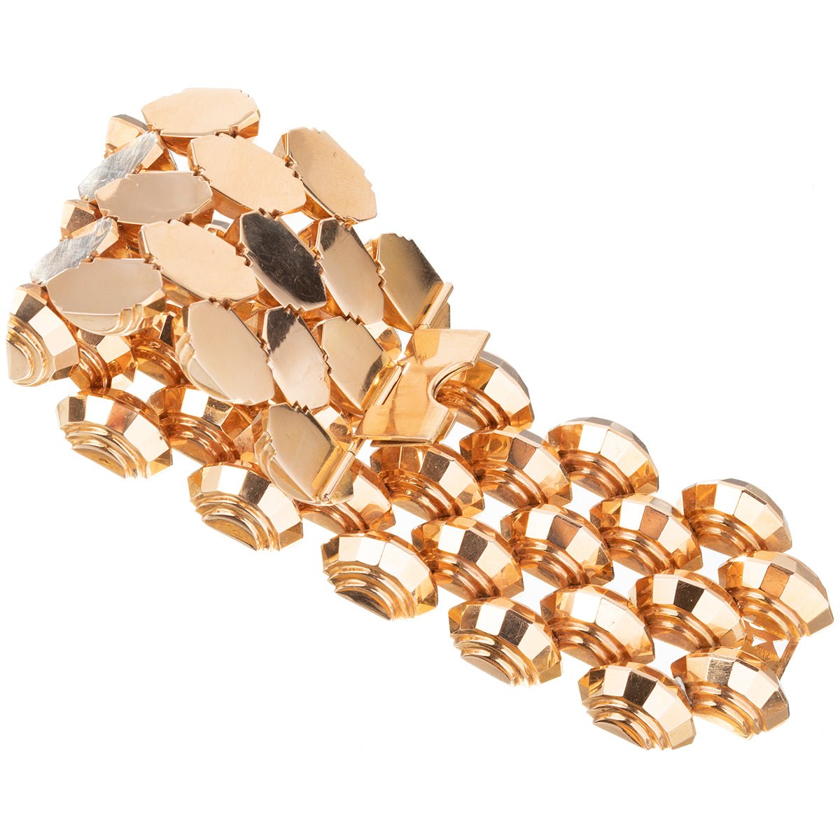 Estate Collection - Retro 18k Rose Gold Wide Turbo Design Bracelet