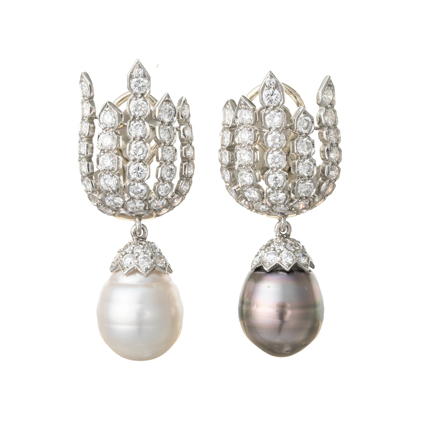 Estate Collection - South Sea & Tahitian Pearl Diamond Pendant Earrings