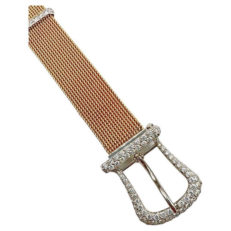 Estate Collection - Tiffany 18k Gold Platinum Diamond Mesh Buckle Bracelet