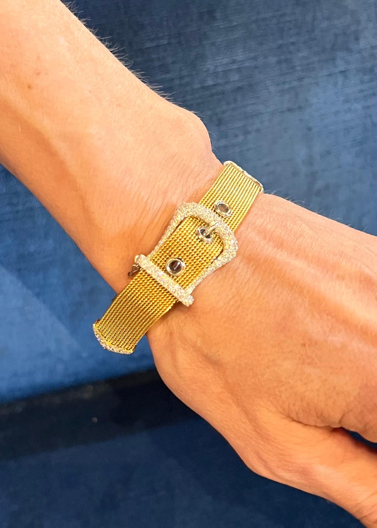 Estate Collection - Tiffany 18k Gold Platinum Diamond Mesh Buckle Bracelet