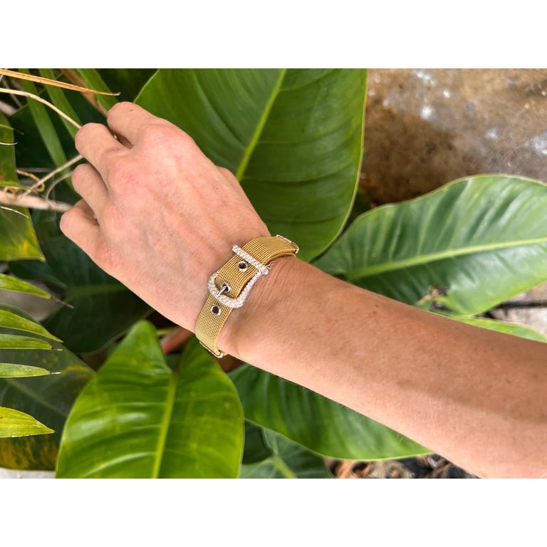Estate Collection - Tiffany 18k Gold Platinum Diamond Mesh Buckle Bracelet