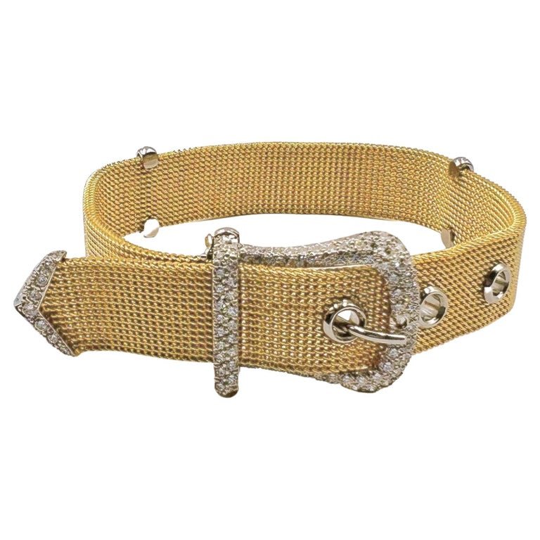 Estate Collection - Tiffany 18k Gold Platinum Diamond Mesh Buckle Bracelet