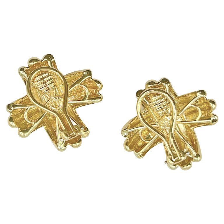 Estate Collection - Tiffany 18k Yellow Gold Large Signature X Earrings