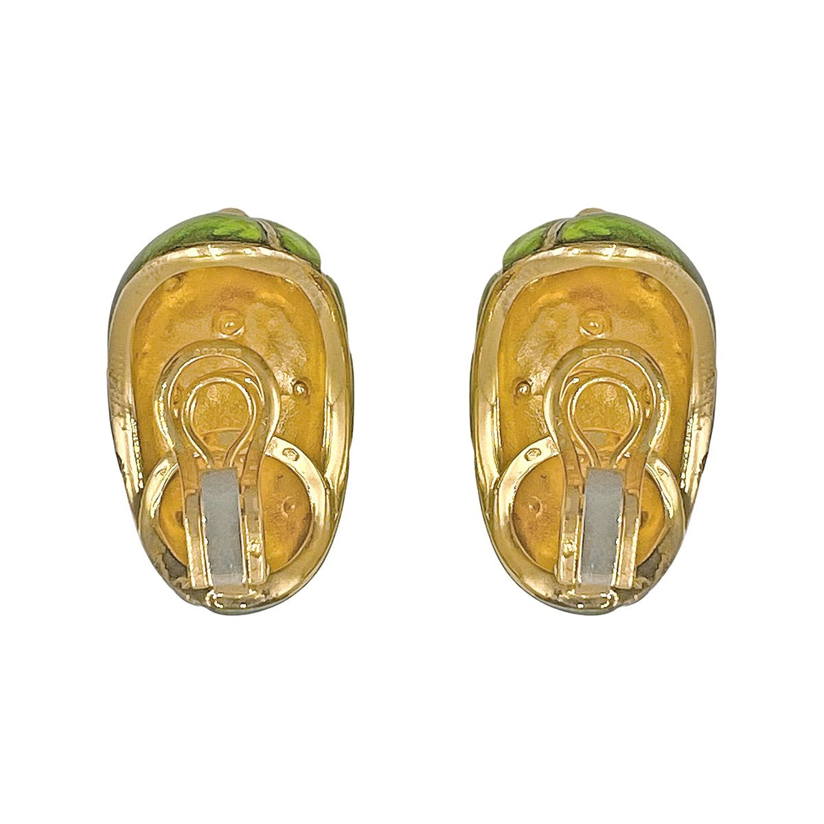 Estate Collection - Tiffany Schlumberger Green Enamel 18k Gold Earrings
