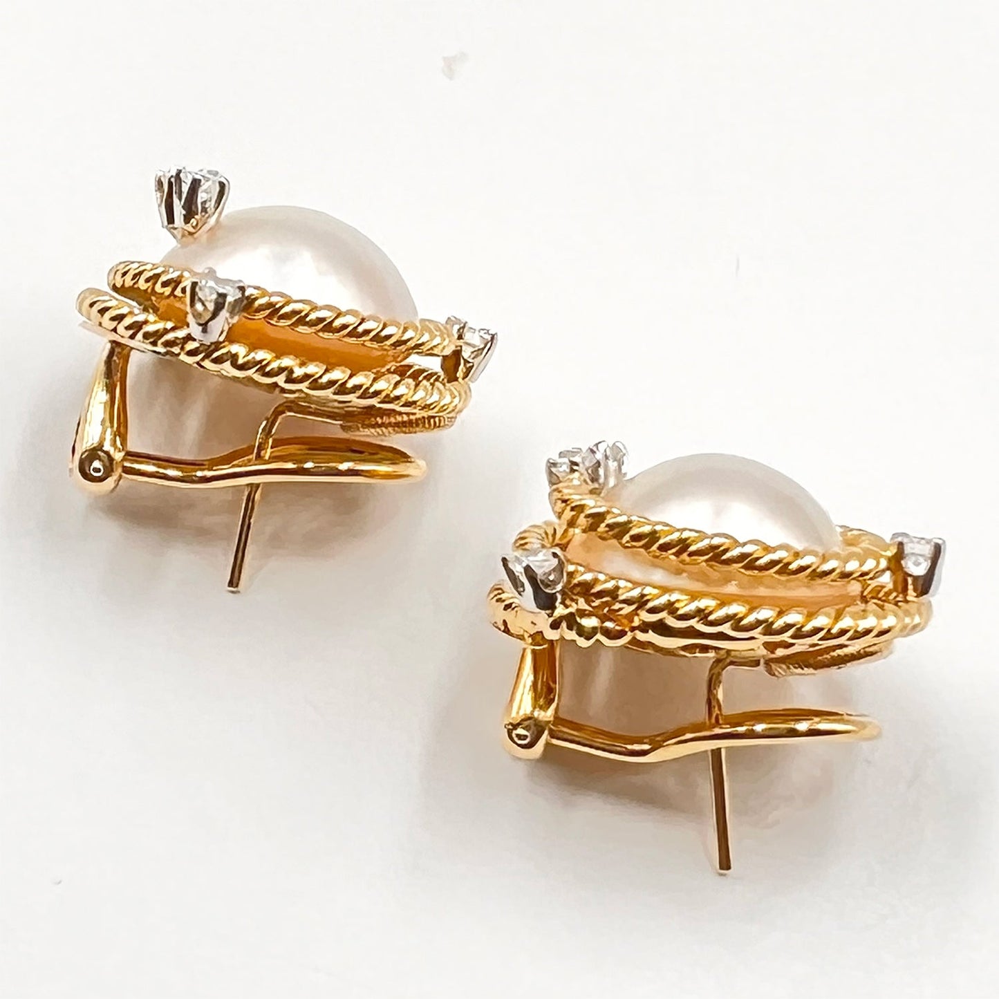 Estate Collection - Tiffany Schlumberger Mabe Pearl Diamond Earrings