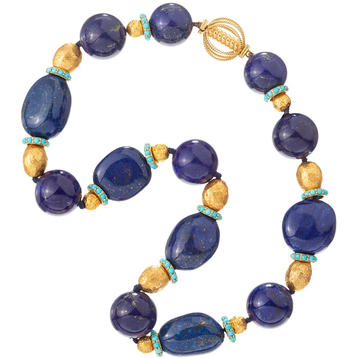 Estate Collection - Verdura 18k Gold Lapis Turquoise Bead Necklace