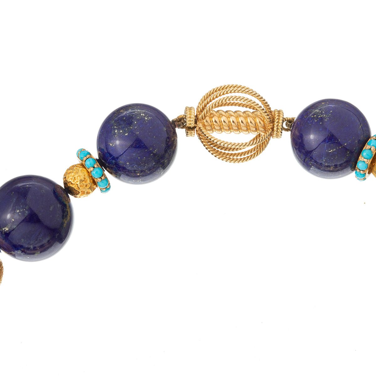 Estate Collection - Verdura 18k Gold Lapis Turquoise Bead Necklace