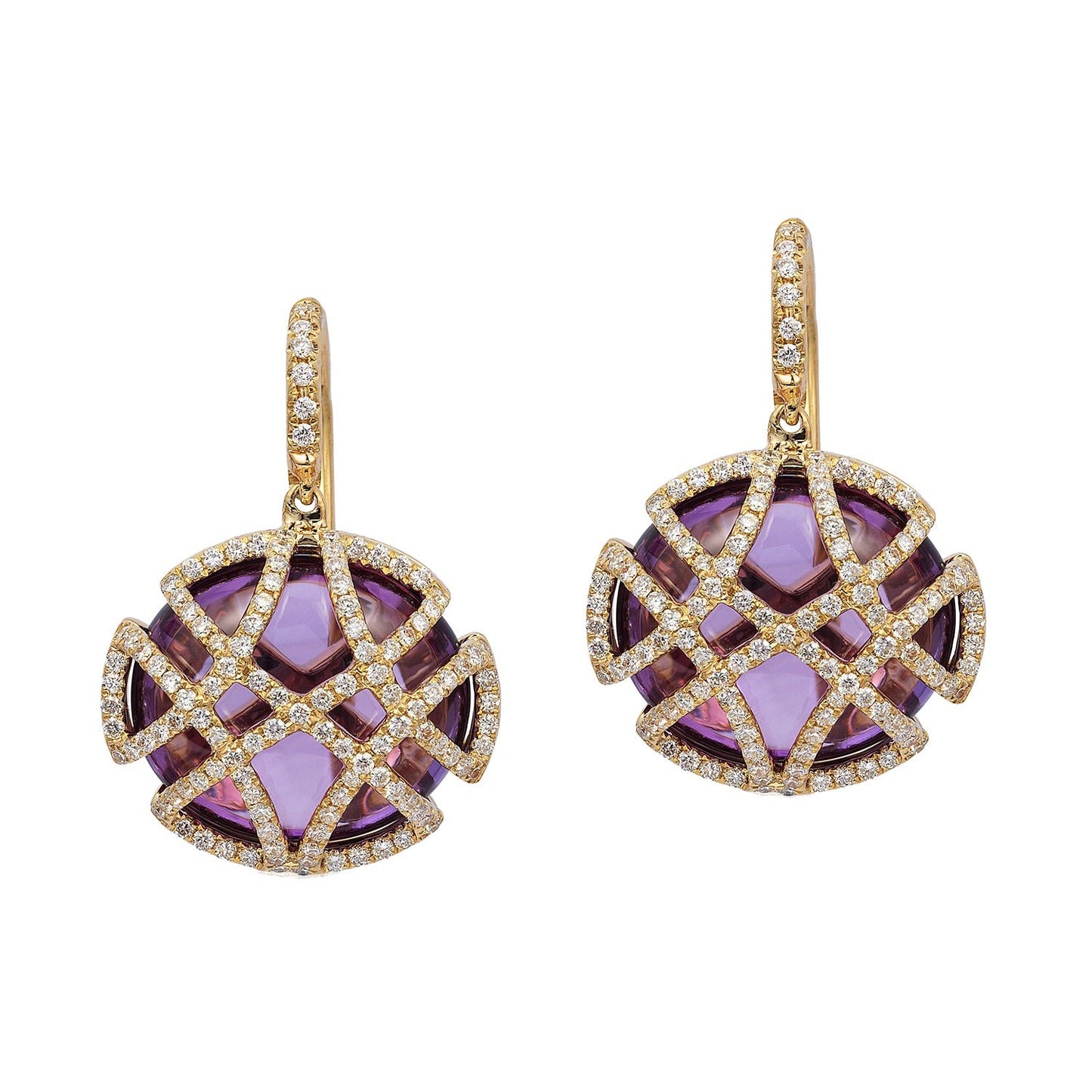 Goshwara - Amethyst Diamond Cage Drop Earrings