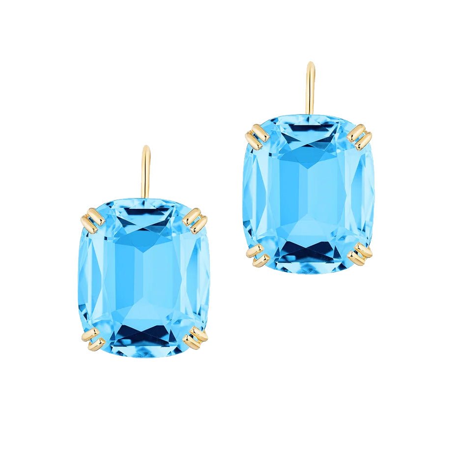 Goshwara - Blue Topaz Cushion Drop Earrings
