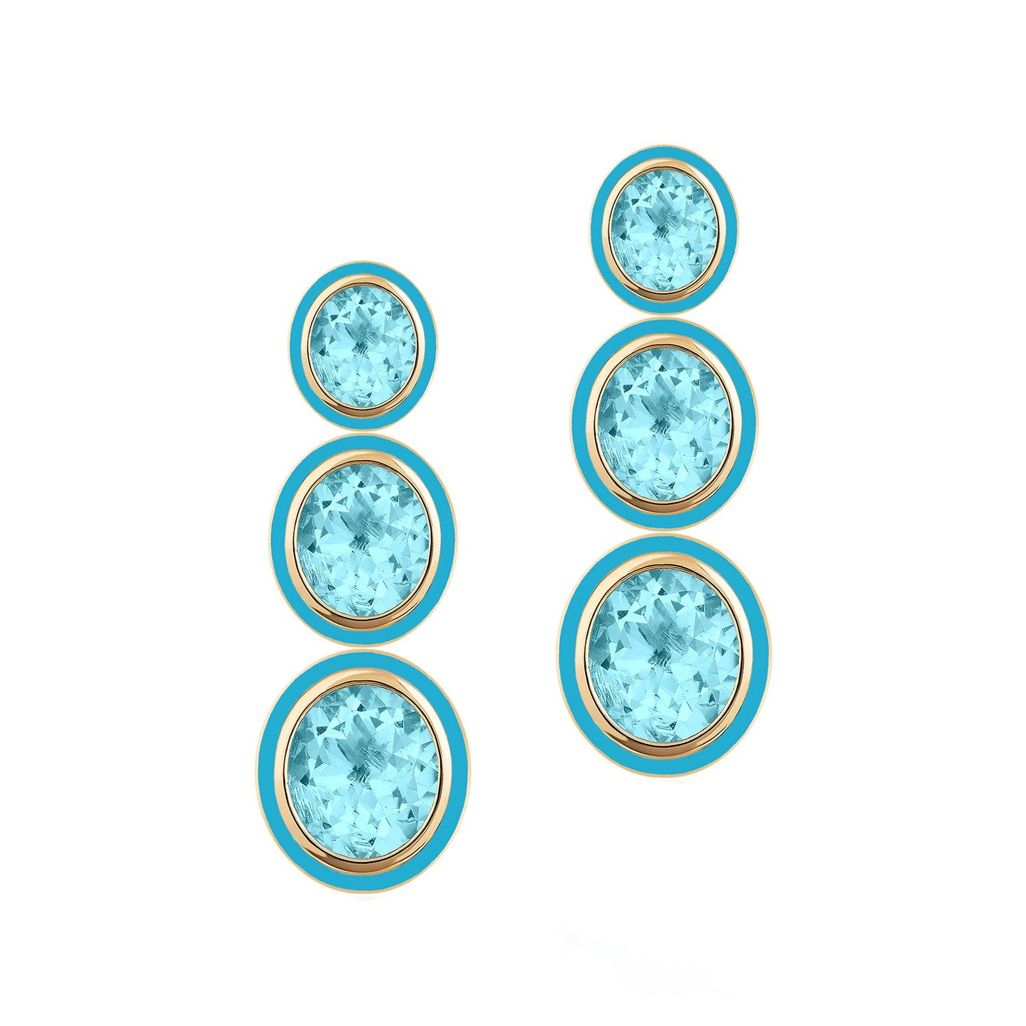 Goshwara - Blue Topaz Turquoise Oval Drop Earrings