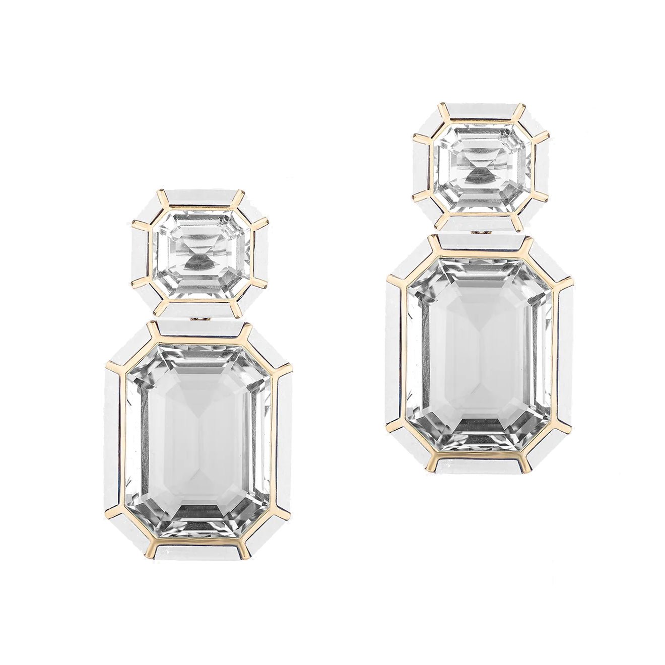 Goshwara - Rock Crystal White Agate Drop Earrings