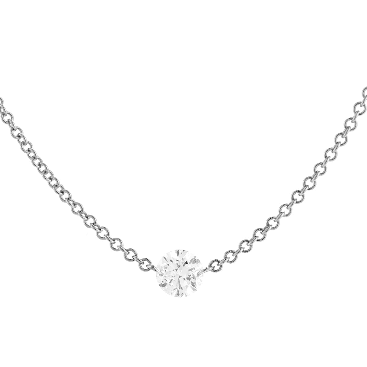 Greenleaf & Crosby - 0.91ct Round Brilliant Diamond Floating Solitaire Pendant