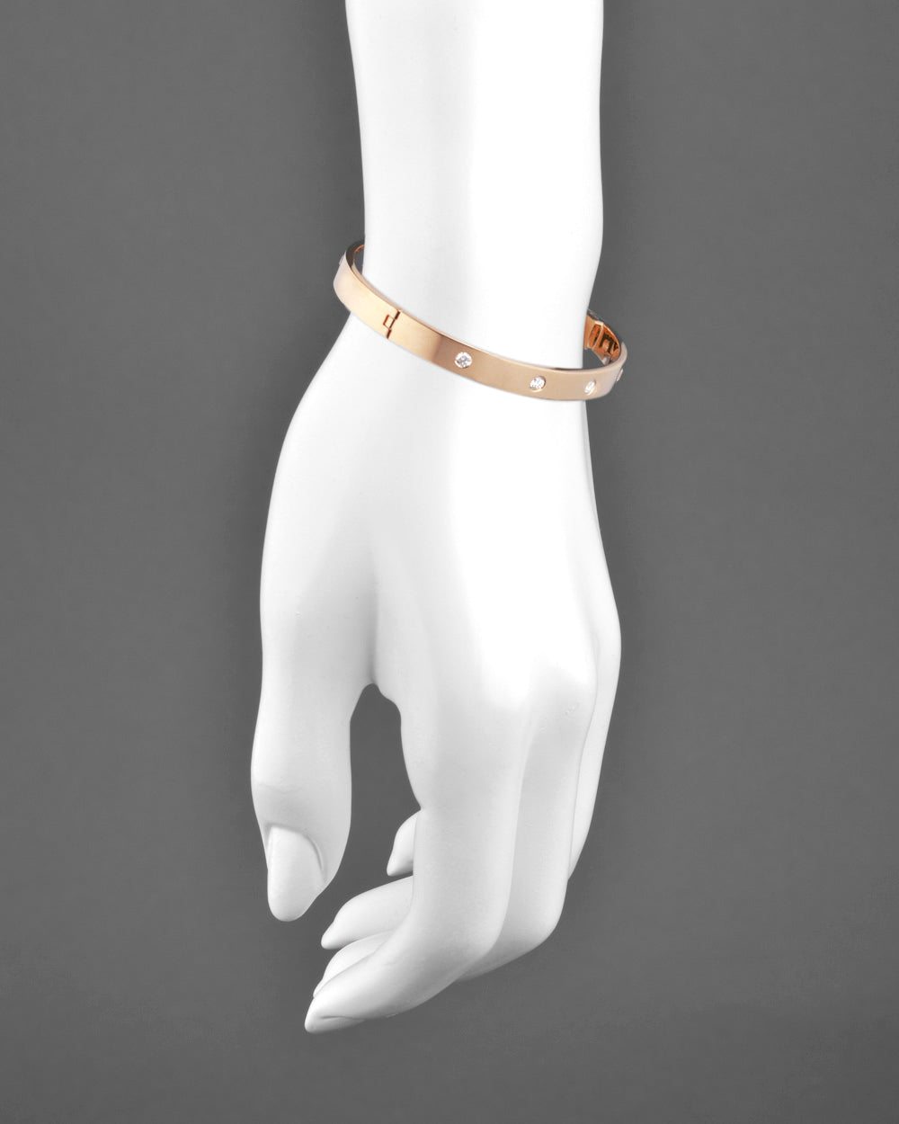 Greenleaf & Crosby - 18k Rose Gold Five Diamond Hinged Bangle