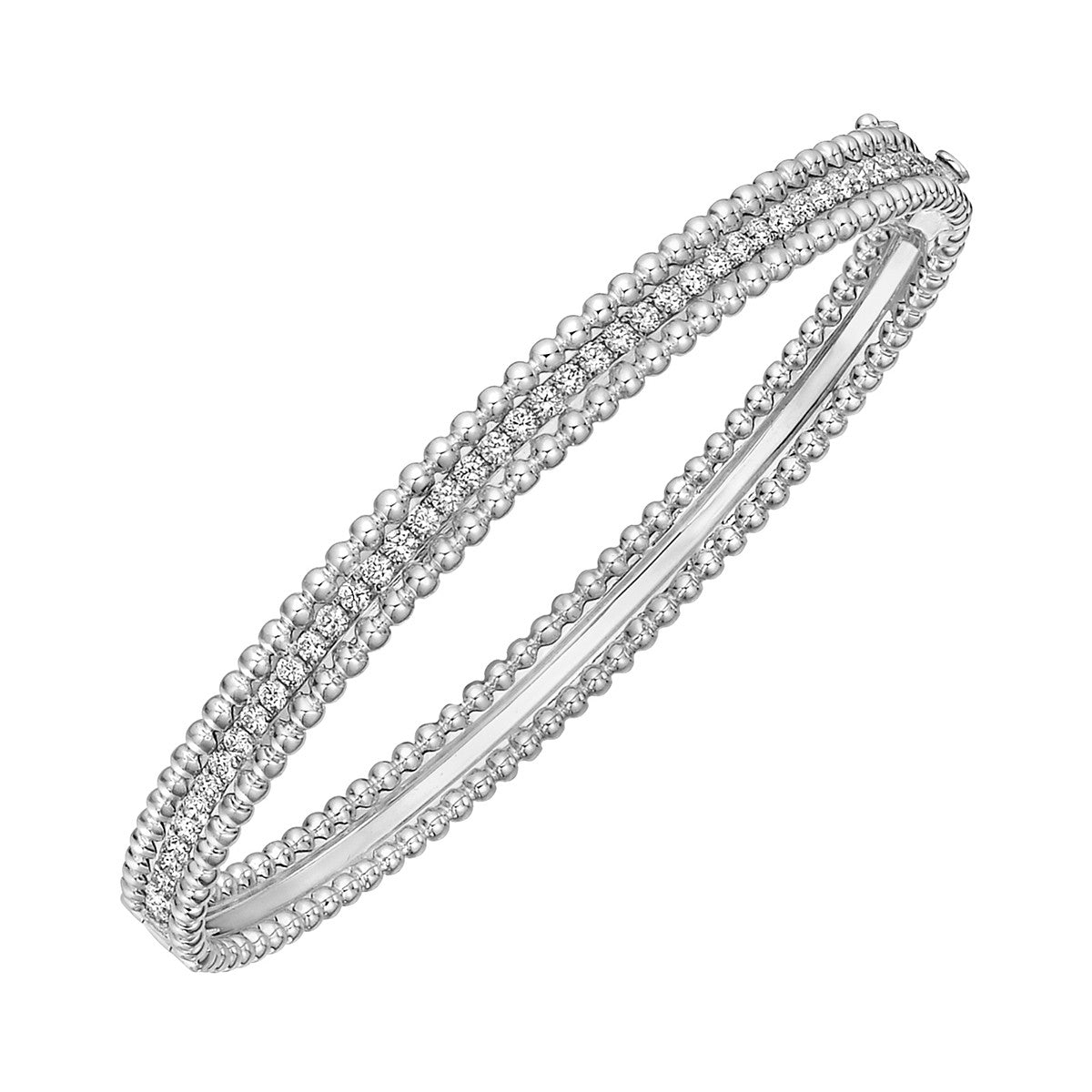 Greenleaf & Crosby - 18k White Gold Diamond Bead Border Bangle