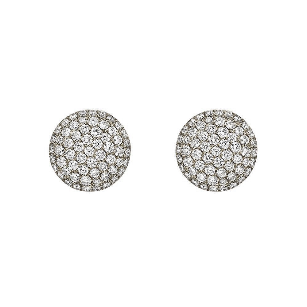 Greenleaf & Crosby - 18k White Gold Diamond Domed Stud Earrings