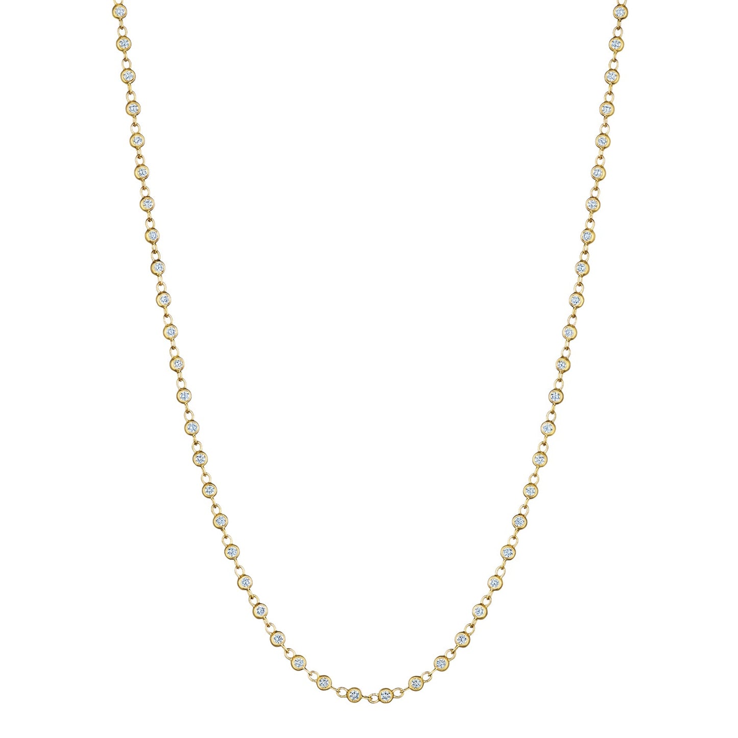 Greenleaf & Crosby - 18k Yellow Gold Bezel-Set Diamond Chain Necklace
