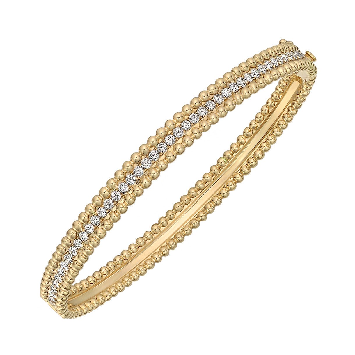 Greenleaf & Crosby - 18k Yellow Gold Diamond Bead Border Bangle