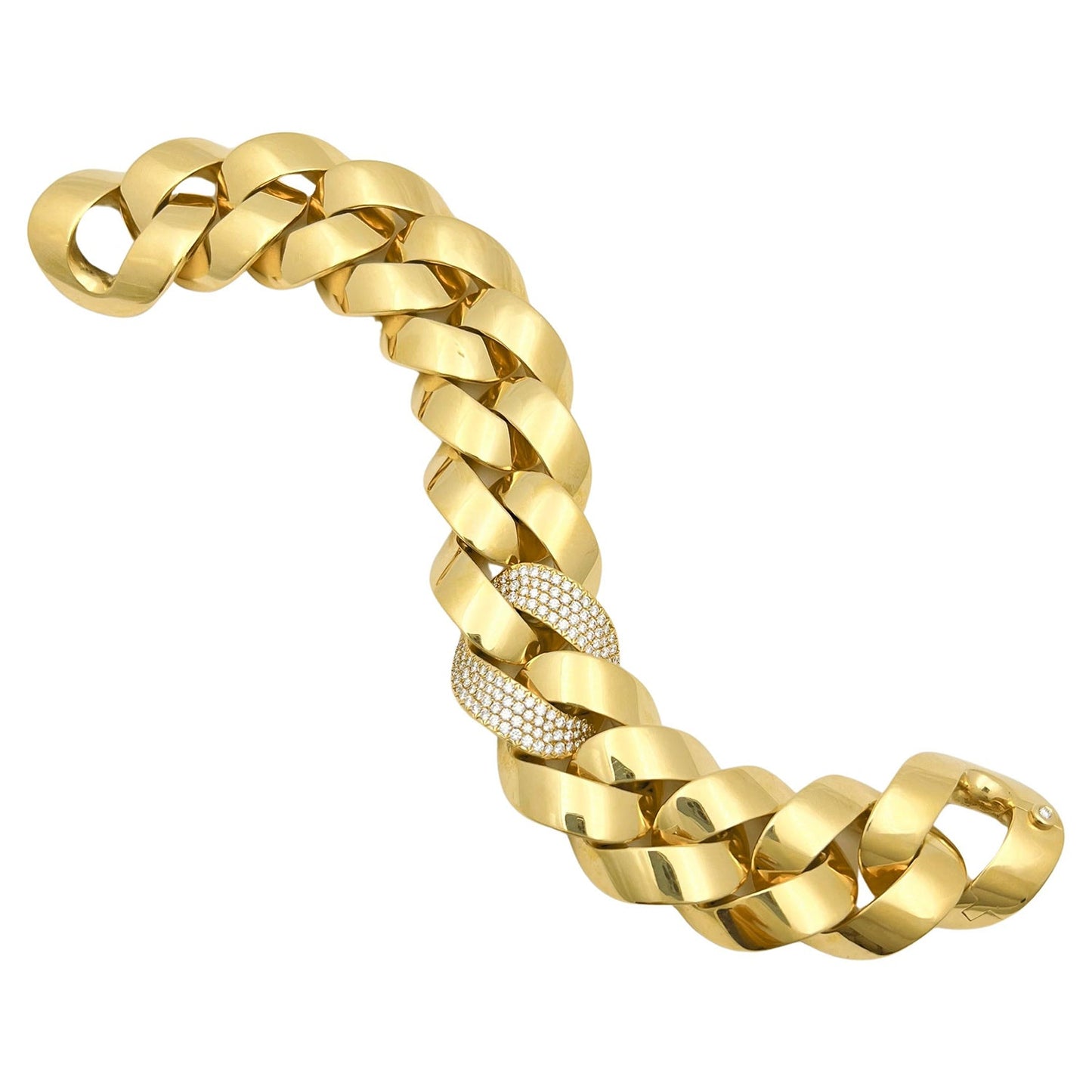 Greenleaf & Crosby - 18k Yellow Gold Diamond Curb-Link Bracelet
