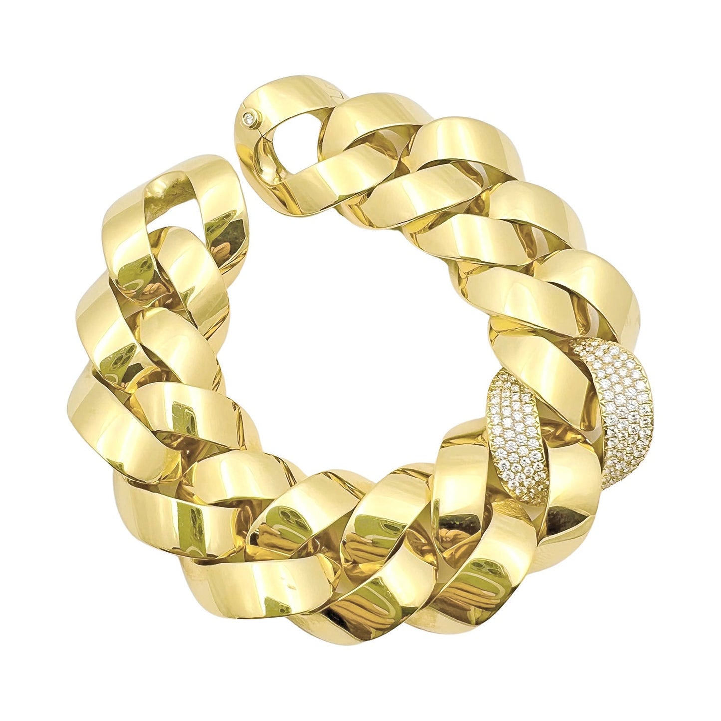 Greenleaf & Crosby - 18k Yellow Gold Diamond Curb-Link Bracelet