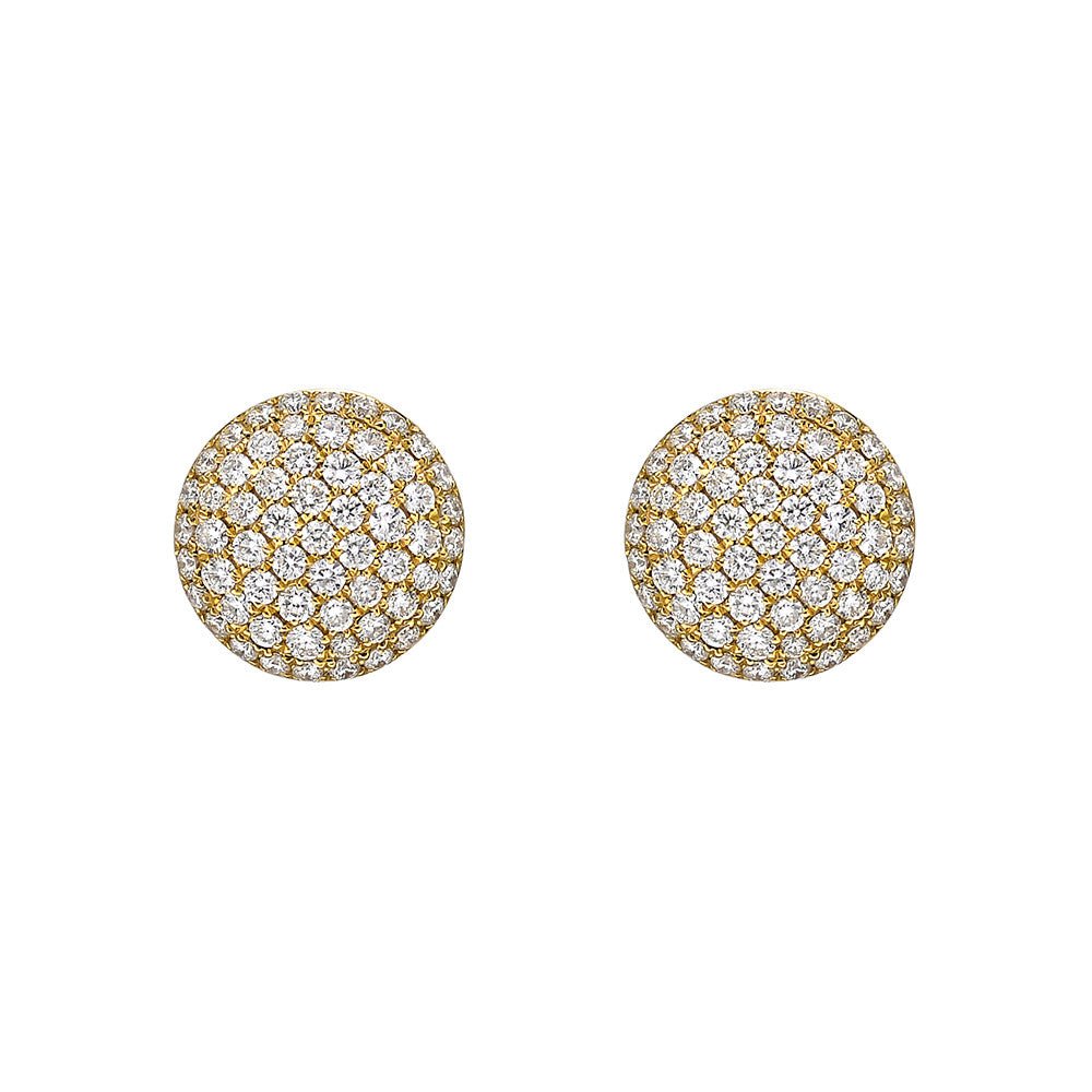 Greenleaf & Crosby - 18k Yellow Gold Diamond Domed Stud Earrings