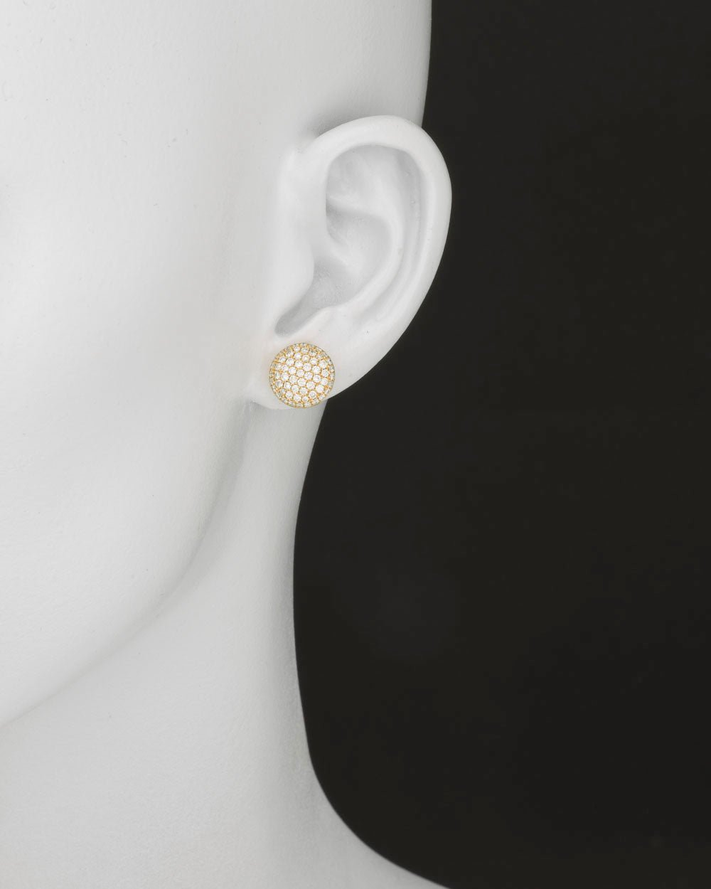 Greenleaf & Crosby - 18k Yellow Gold Diamond Domed Stud Earrings