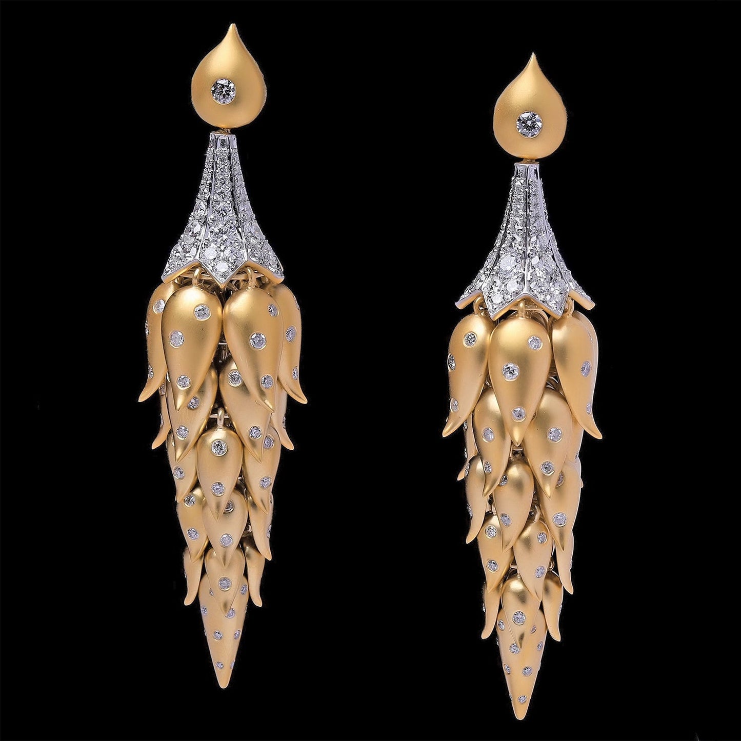 Greenleaf & Crosby - 18k Yellow Gold Falling Leaves Drop Earrings