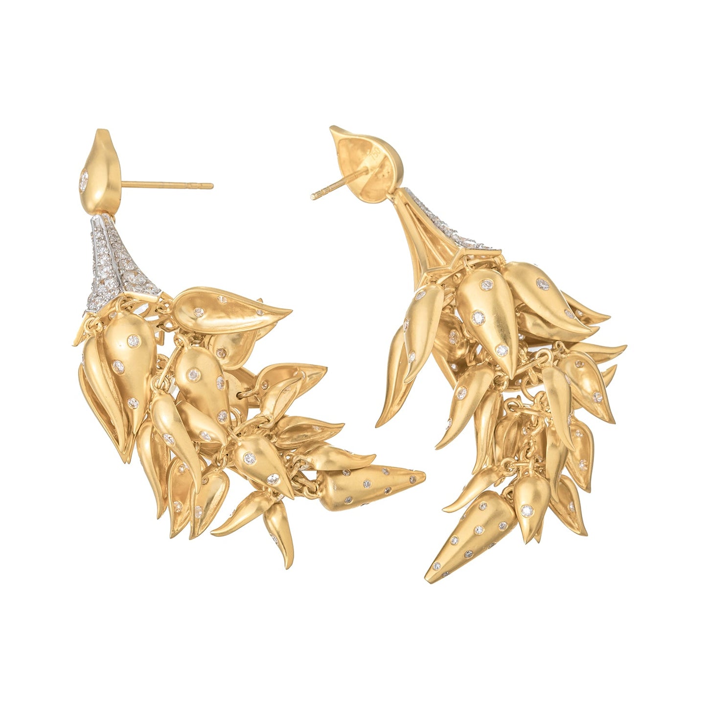 Greenleaf & Crosby - 18k Yellow Gold Falling Leaves Drop Earrings