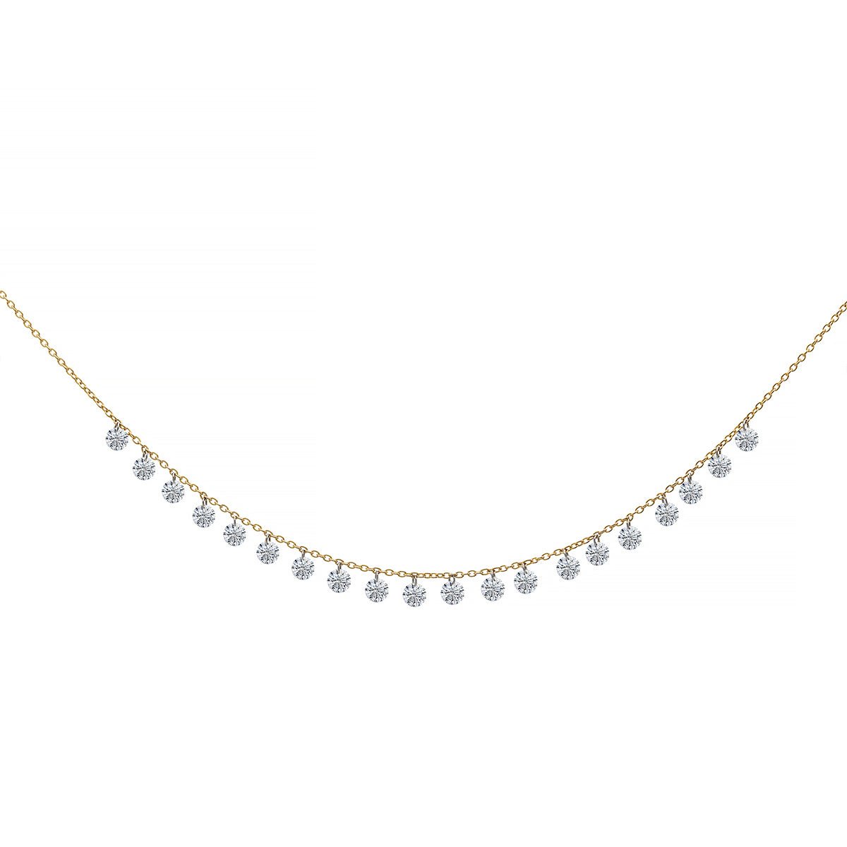 Greenleaf & Crosby - 18k Yellow Gold Floating Diamond Fringe Necklace